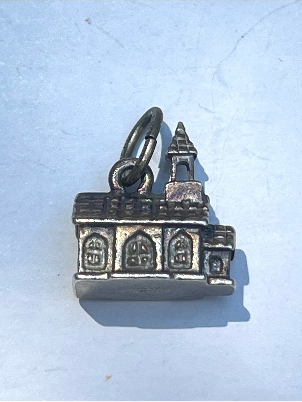 Vtg Sterling Silver Church Charm Bracelet Pendant Beau Sterling